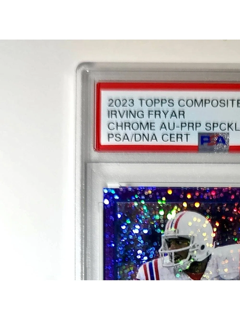 Irving Fryar 2023 Topps Chrome Purple Speckle Refractor 18/199 PSA 10 Auto 9